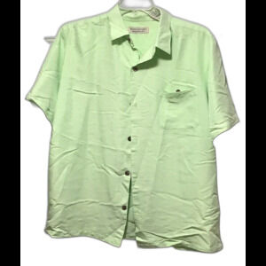 Island Republic Men's Pale Green Button Down Short Sleeve Size L